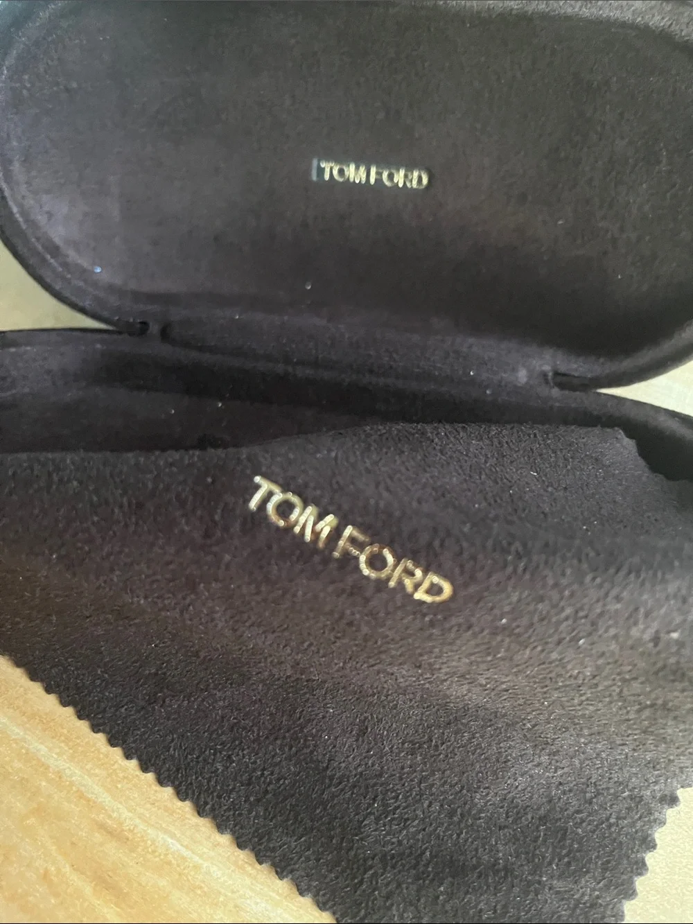 Tom Ford Brown Suede Sunglasses Case great cond, w/ cleaning cloth